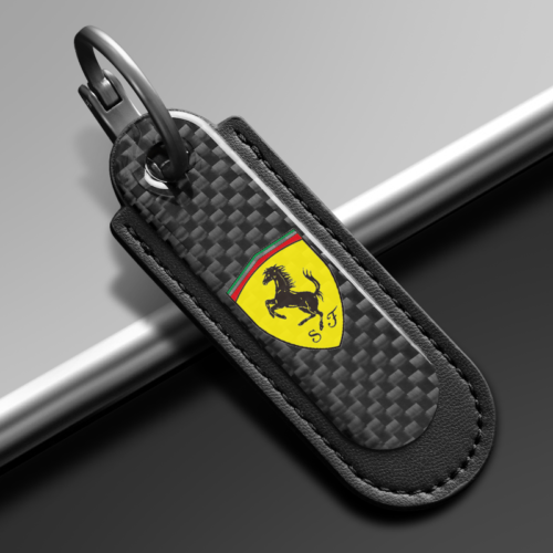 Black Carbon Fiber Key Chain Fit For Ferrari Models