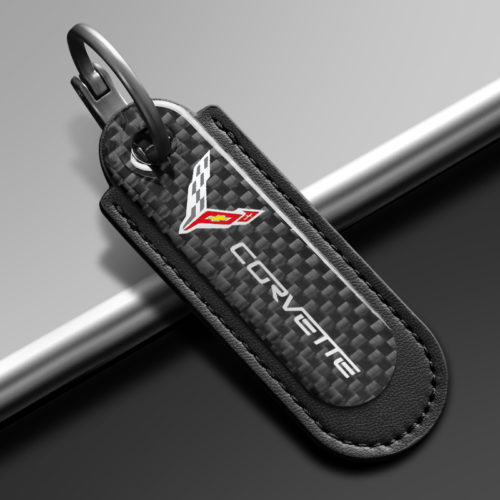 Black Carbon Fiber Key Chain Fit For Corvette C8 Models