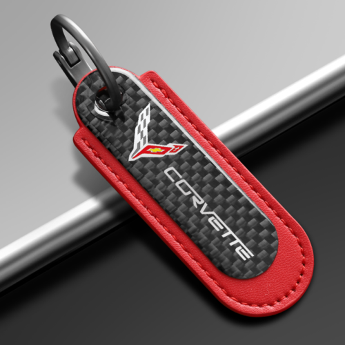 Red Carbon Fiber Key Chain Fit For Corvette C8 Models