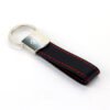 Metal Keychain - Kia Black Leather Red Stitches