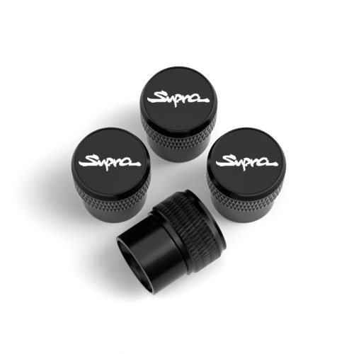 Toyota Supra Black Laser Engraved Tire Valve Stem Caps – Total 5 Caps