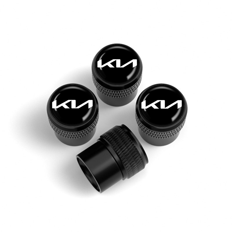 Kia New Logo Black Tire Valve Caps - Extra Cap Total 5 Caps