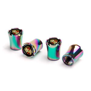 Porsche Neo Chrome Tire Valve Stem Caps - 5 caps