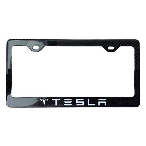 Tesla Glossy Carbon Fiber License Plate Frame 2 Holes