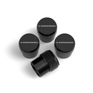 Chevrolet Camaro Black Laser Engraved Tire Valve Stem Caps