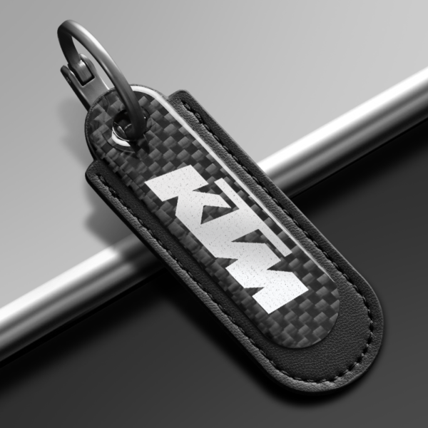 Keychain KTM Real Carbon Fiber With Black Leather Keychain