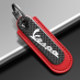 Vespa Keychain - Leather Keychain Vespa Real Carbon Fiber With Red Color