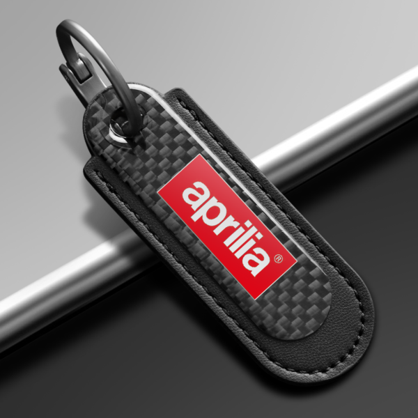 aprilia key chain Aprilia Real Carbon Fiber With Black Leather Keychain