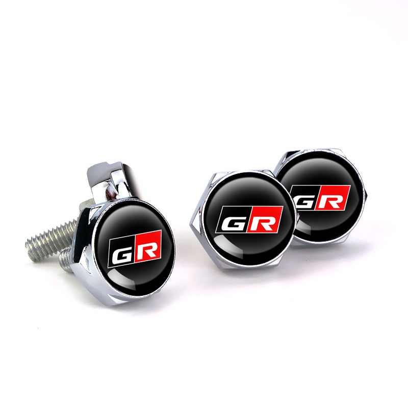 4pcs Silver Metal License Plate Bolts Fit For Toyota GR Models - Image 2
