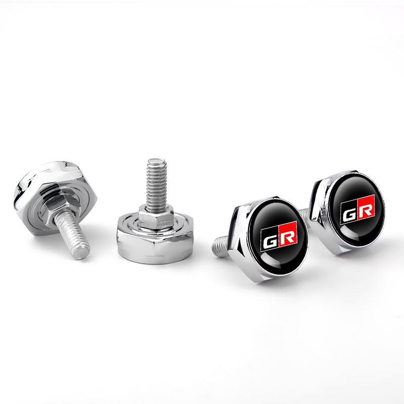 4pcs Silver Metal License Plate Bolts Fit For Toyota GR Models - Image 3
