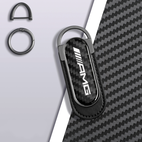 Carbon Fiber Metal Black Leather Keychain For AMG Models