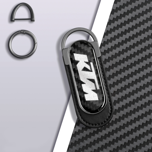 Carbon Fiber Metal Black Leather Keychain For KTM Models