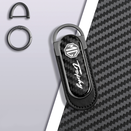 Carbon Fiber Metal Black Leather Keychain For MG Models