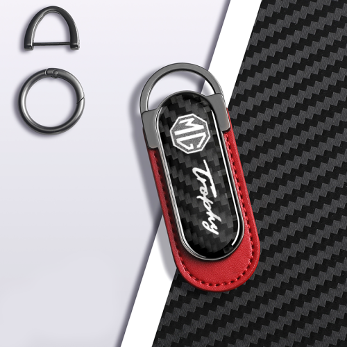 Carbon Fiber Metal Red Leather Keychain For MG Models