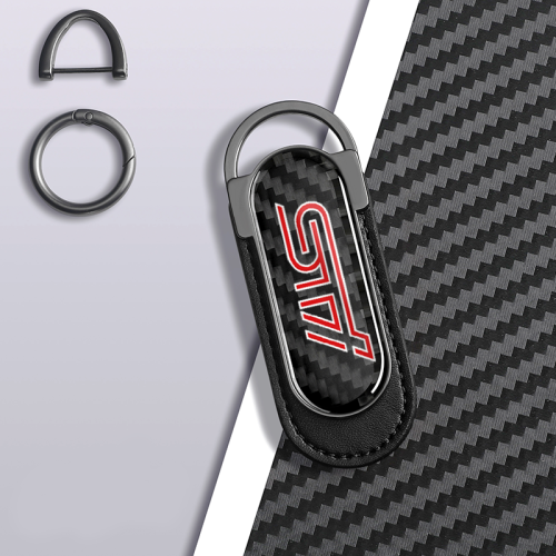 Carbon Fiber Metal Black Leather Keychain For Subaru STI Models