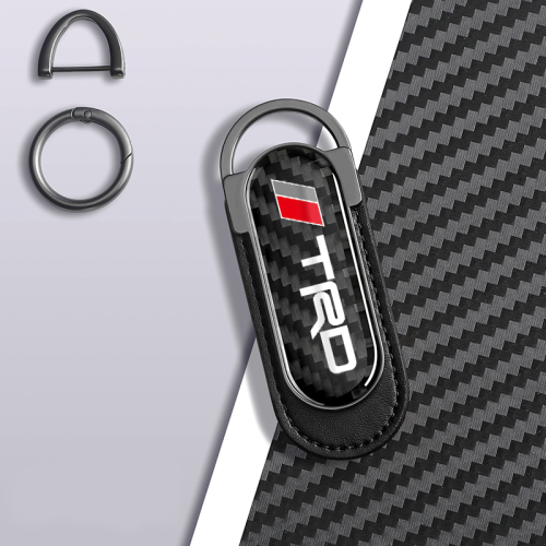 Carbon Fiber Metal Black Leather Keychain For TRD Models