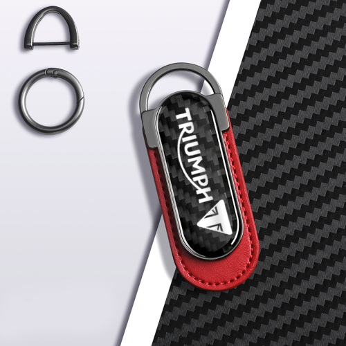 Carbon Fiber Metal Red Leather Keychain For Triumph Models