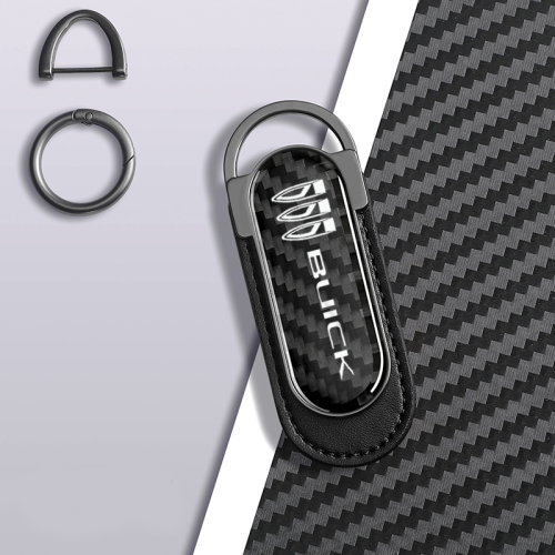 Carbon Fiber Metal Black Leather Keychain For Buick Models