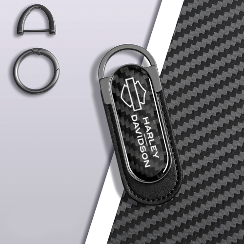 Carbon Fiber Metal Black Leather Keychain For Harley Davidson Models