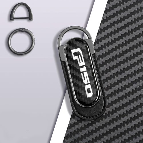 Carbon Fiber Metal Black Leather Keychain For Ford F150 Models