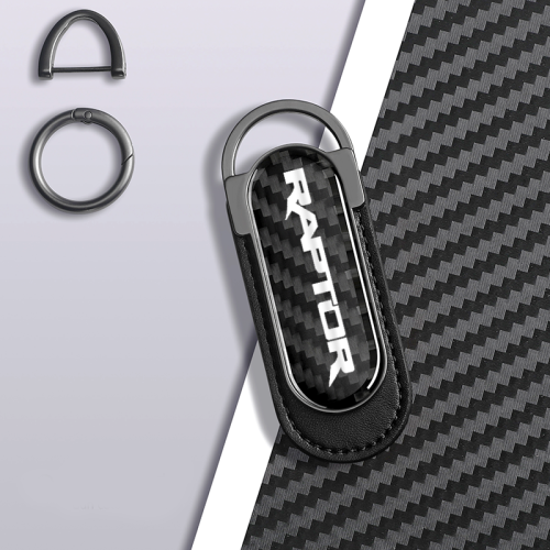 Carbon Fiber Metal Black Leather Keychain For Ford Raptor Models