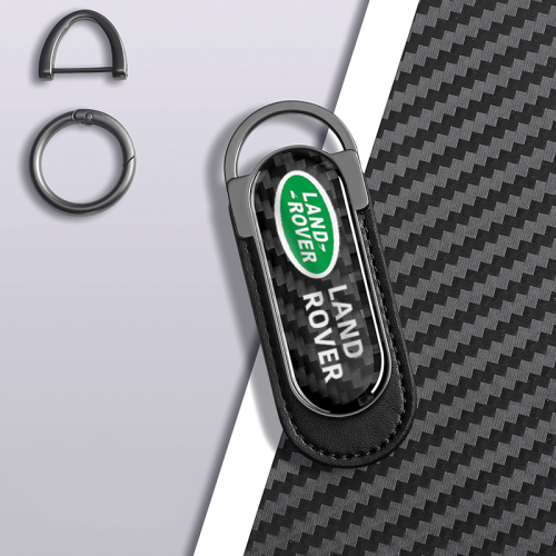 Carbon Fiber Metal Black Leather Keychain For Land Rover Models