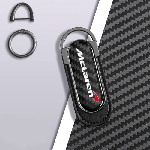 Carbon Fiber Metal Black Leather Keychain For McLaren Models