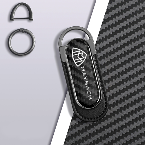 Carbon Fiber Metal Black Leather Keychain For Maybach Models