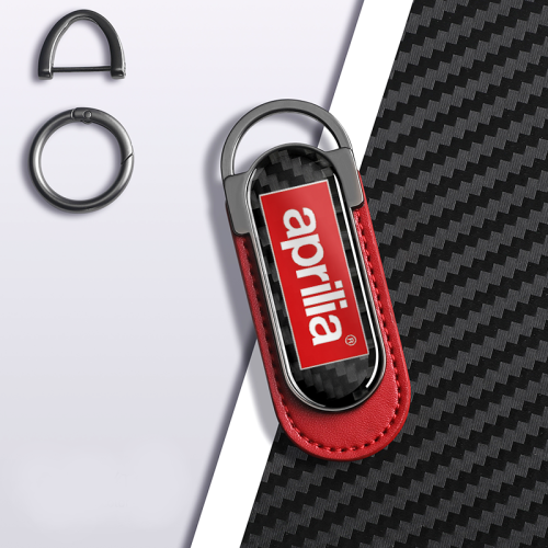 Carbon Fiber Metal Red Leather Keychain For Aprilla Models