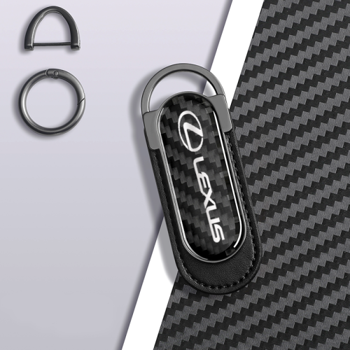 Carbon Fiber Metal Black Leather Keychain For Lexus Models