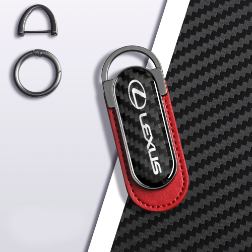 Carbon Fiber Metal Red Leather Keychain For Lexus Models