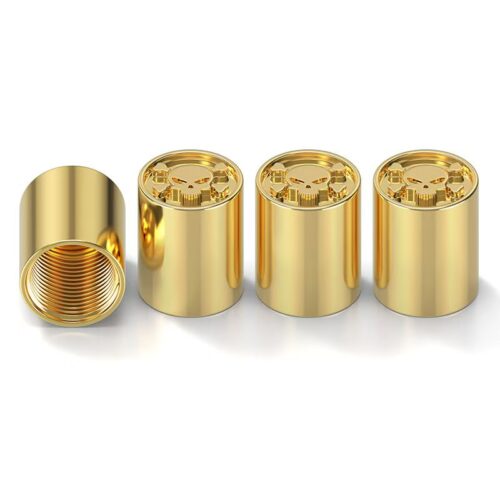 Skull Style Gold Aluminium Tire Valve Caps