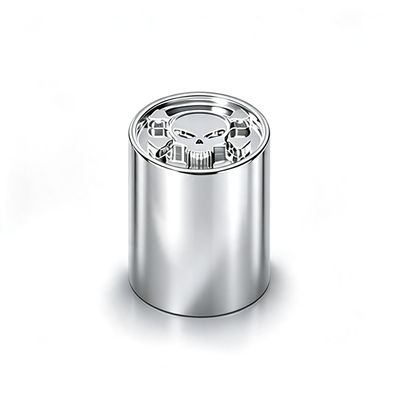Skull Style Silver Aluminium Tire Valve Caps - Image 2