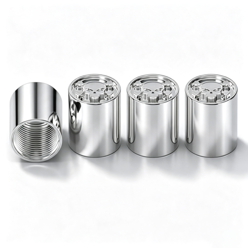 Skull Style Silver Aluminium Tire Valve Caps
